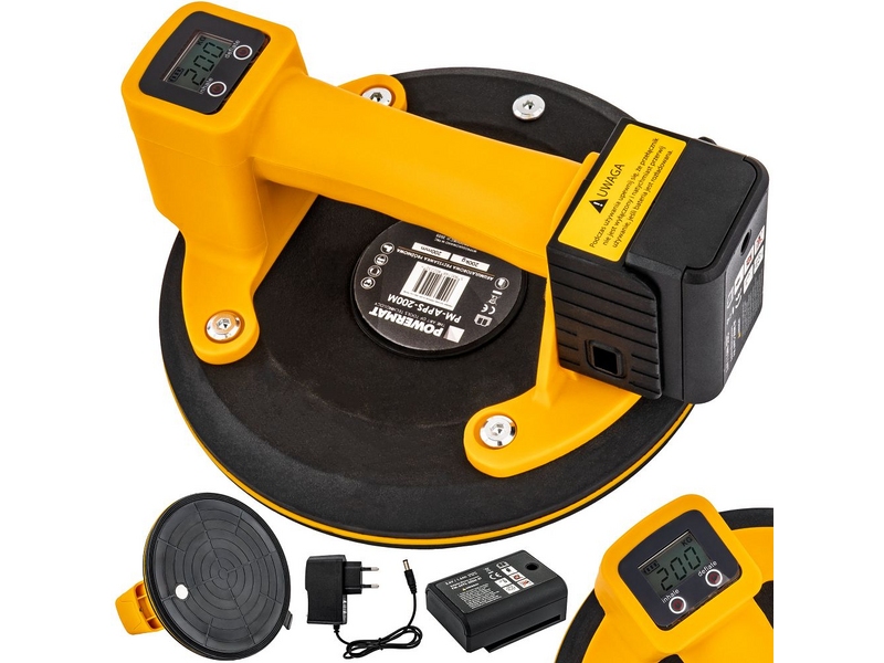 Ventuză electrică cu acumulator Powermat PM-APPS-200M – 200 kg, Ø200 mm, LCD