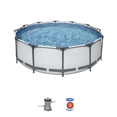Bestway Piscină STEEL PRO MAX Round 366×100 cm, 9150 L, cadru metalic