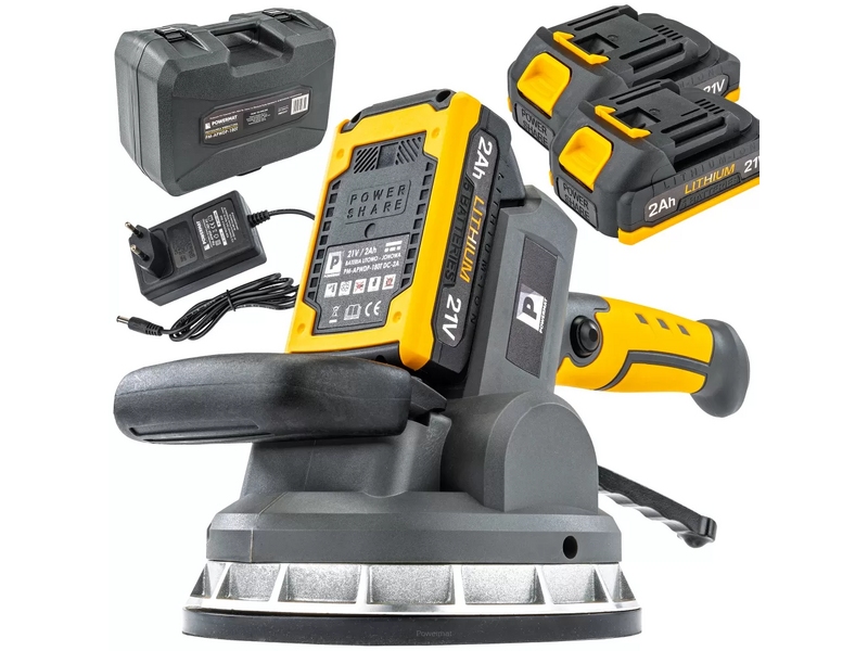 Ventuză vibrantă cu acumulator Powermat PM-APWDP-180T – 21 V, 120 kg, Ø180 mm