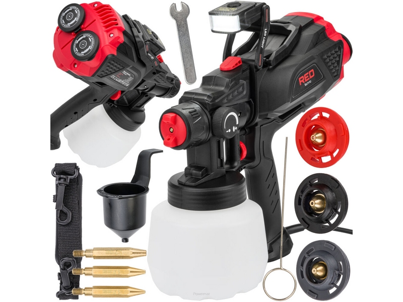 Pulverizator electric Red Technic RTPDM0020 – 650 W, rezervor 1200 ml, iluminare LED, sistem HVLP