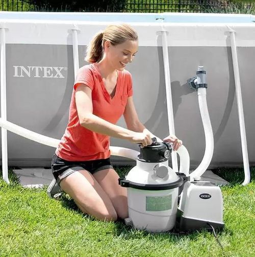 INTEX Pompă de filtrare cu nisip și generator de clor Krystal Clear QX2100, 35 kg nisip, 7900 l/oră
