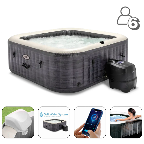 INTEX Jacuzzi SPA gonflabil Greystone Deluxe 239×239×71 cm, 6 persoane