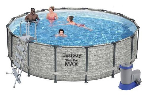 Bestway Piscină STEEL PRO MAX Round 488×122 cm, 19480 L, cadru metalic