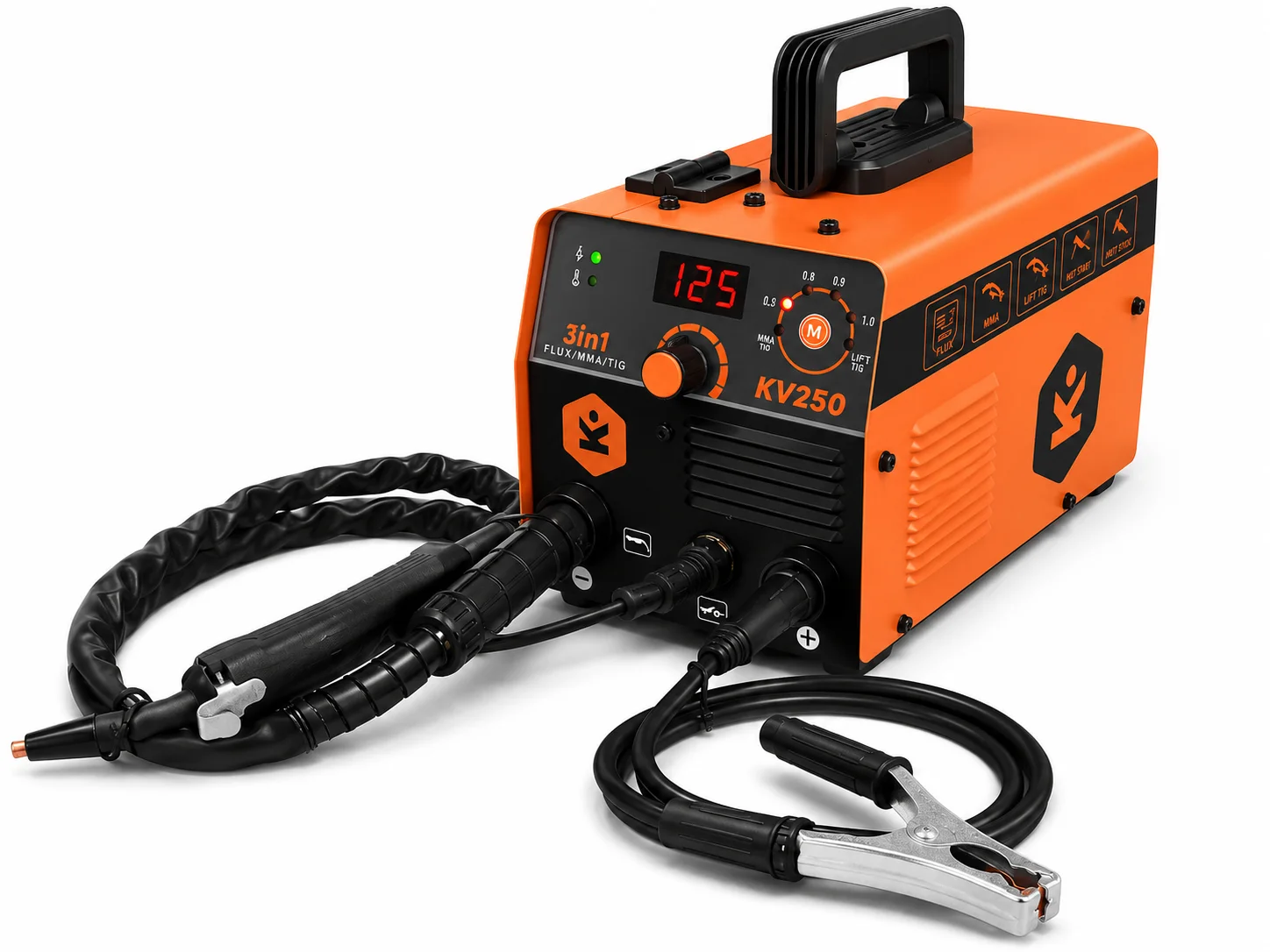 Aparat de sudură semiautomat fără gaz Kronava KV250 – 250A, MIG FLUX / MMA / Lift TIG, 220V