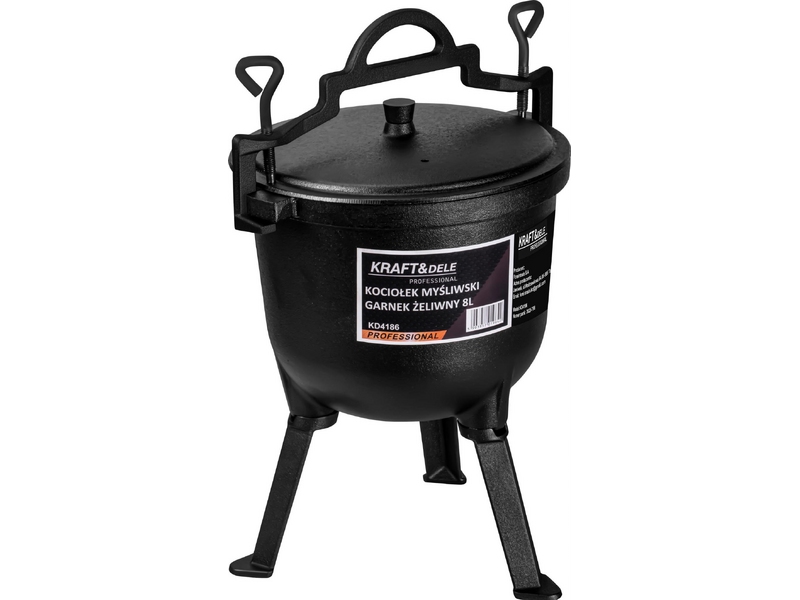 Ceaun din fontă Kraft&Dele KD4186 – 8 L, cu capac și picioare, pentru gătit la foc deschis