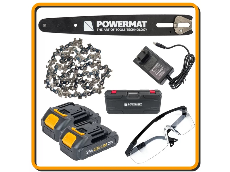 Electrofierăstrău cu acumulator Powermat PM-MPA-2AHM – 21 V, 2×2 Ah, lamă 240 mm