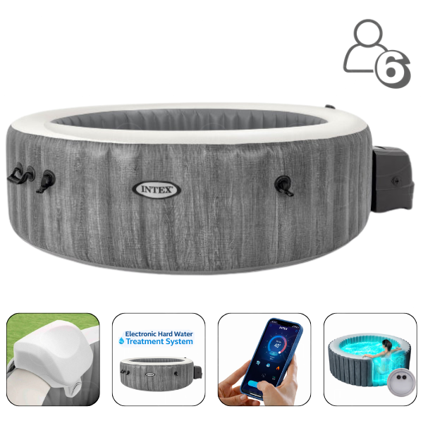 INTEX Jacuzzi SPA gonflabil Greywood Deluxe 216×71 cm, 6 persoane