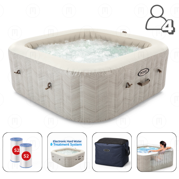 INTEX Jacuzzi SPA gonflabil Chevron Deluxe Square Bubble 173×71 cm, 4 persoane