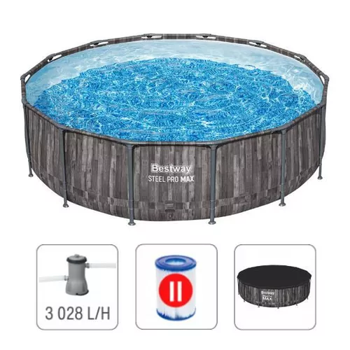 Bestway Piscină STEEL PRO MAX Round 427×107 cm, 13030 L, cadru metalic