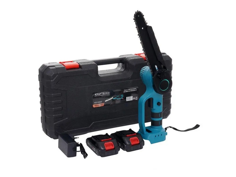 Mini ferăstrău cu lanț cu acumulator Kraft&Dele KD10647 – 21 V, lamă 8" (240 mm)