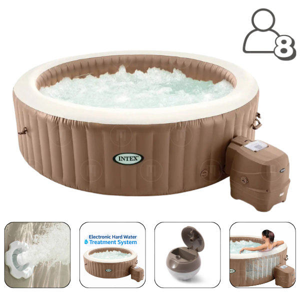 INTEX Jacuzzi SPA gonflabil Sahara Tan Round Bubble Spa 236×71 cm, 8 persoane