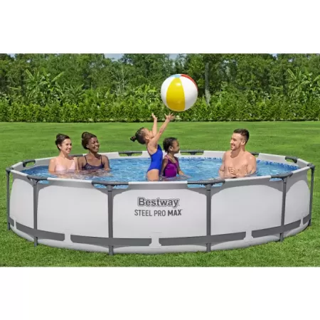 Bestway Piscină STEEL PRO MAX Round 366×76 cm, 6473 L, cadru metalic