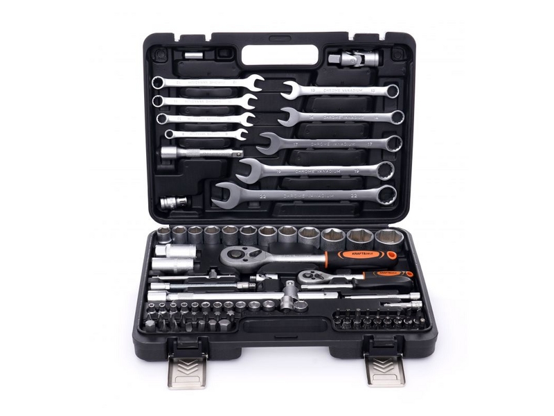 Set de chei și tubulare Kraft&Dele KD10832 – 82 piese din oțel CrV, cu clichet profesional