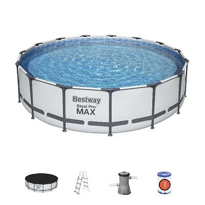Bestway Piscină STEEL PRO MAX Round 457×107 cm, 14970 L, cadru metalic