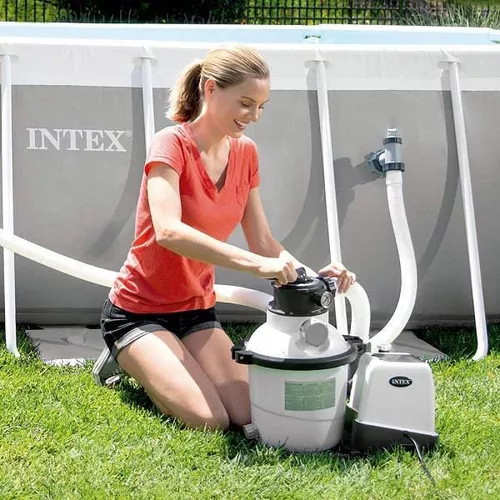 INTEX Pompă de filtrare cu nisip și generator de clor Krystal Clear QX2600, 55 kg nisip, 10000 l/oră