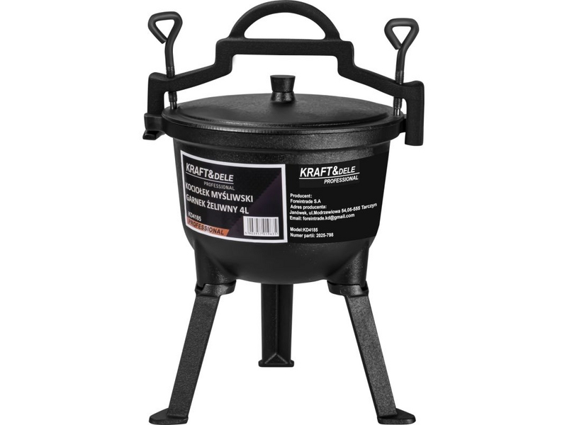 Ceaun din fontă Kraft&Dele KD4185 – 4 L, cu capac și picioare, pentru gătit la foc deschis