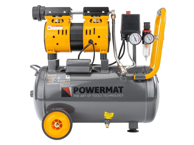 Compresor fără ulei Powermat PM-KBO-24T – 1,8 kW, 24 L, 8 bar, 220 L/min