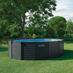 INTEX Piscină GRAPHITE GRAY PANEL 478×124 cm, 16805L, cadru metalic, cu pompă de filtrare