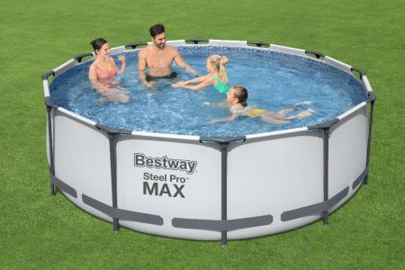 Bestway Piscină STEEL PRO MAX Round 366×100 cm, 9150 L, cadru metalic
