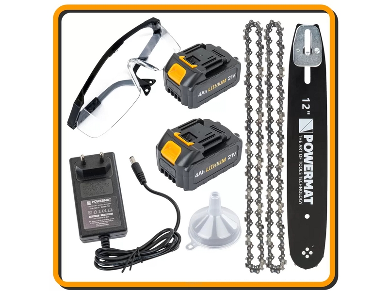 Fierăstrău cu acumulator Powermat PM-MPA-4AHM – 21 V, 2×4 Ah, lamă 305 mm