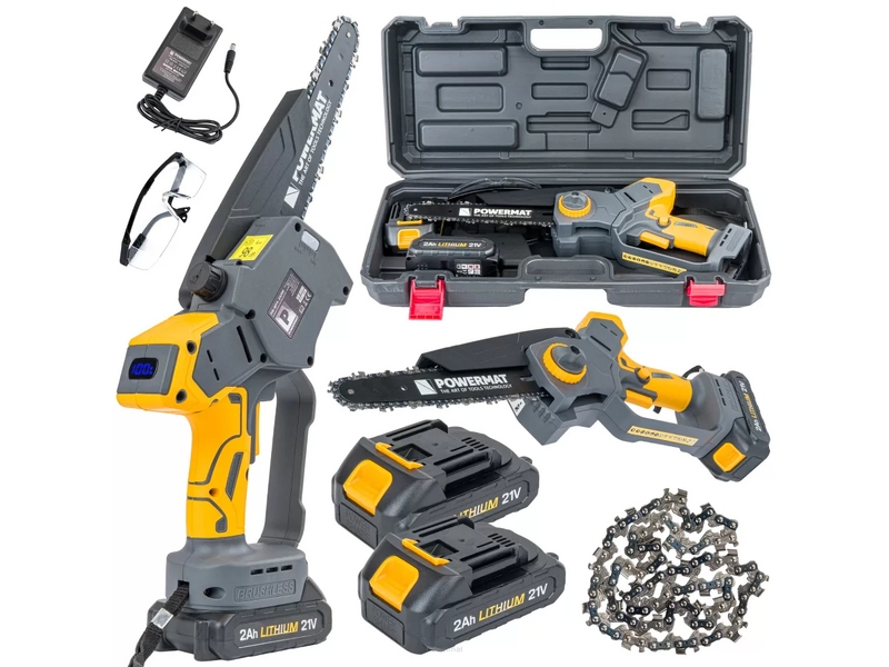 Electrofierăstrău cu acumulator Powermat PM-MPA-2AHM – 21 V, 2×2 Ah, lamă 240 mm