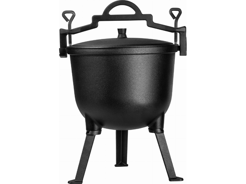 Ceaun din fontă Kraft&Dele KD4187 – 10 L, cu capac și picioare, pentru gătit la foc deschis